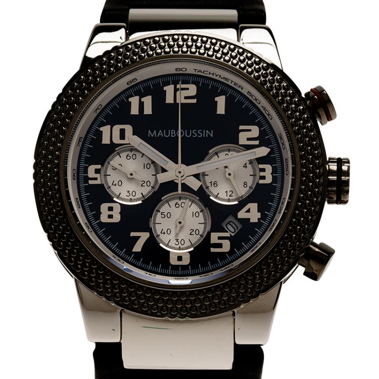 Pre Owned Mauboussin Black Stainless Steel First Day Men's Wristwatch 42MM