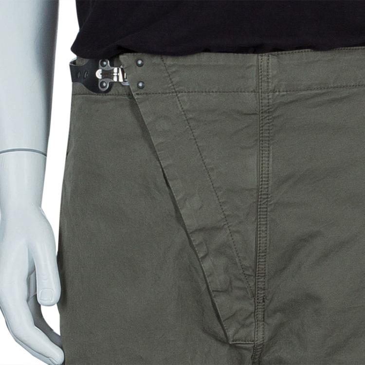Pre Owned McQ by Alexander McQueen Olive Green Leather Buckle Utility Pants S