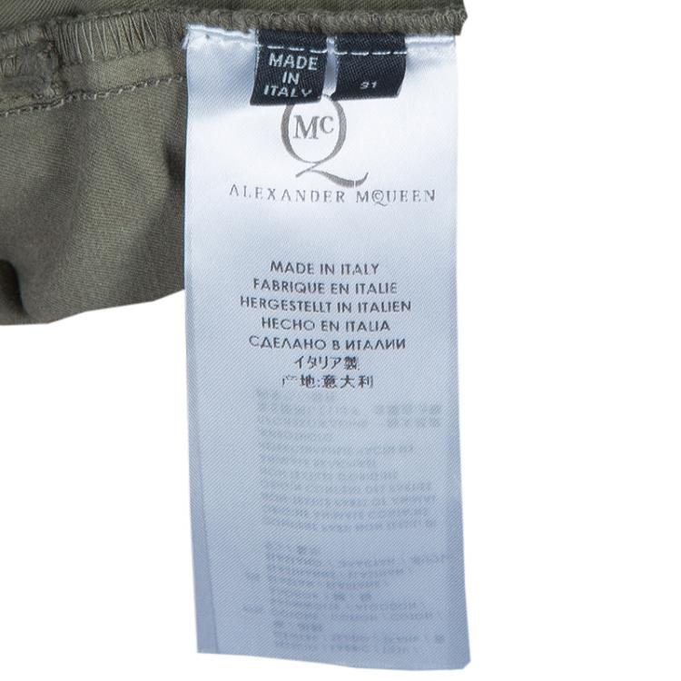 Pre Owned McQ by Alexander McQueen Olive Green Leather Buckle Utility Pants S