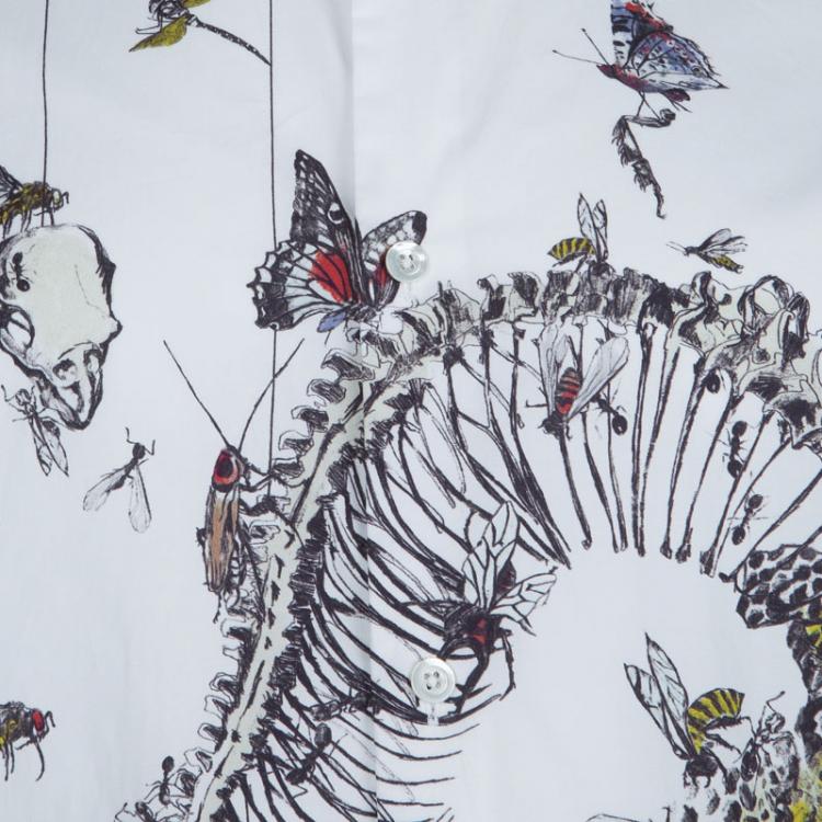 Pre Owned McQ By Alexander McQueen White Printed Long Sleeve Buttondown Cotton Shirt XXL