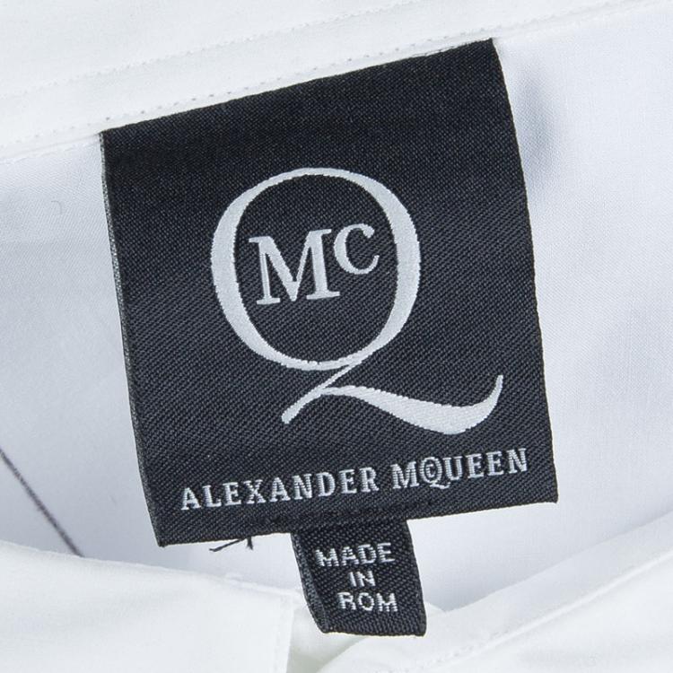 Pre Owned McQ By Alexander McQueen White Printed Long Sleeve Buttondown Cotton Shirt XXL