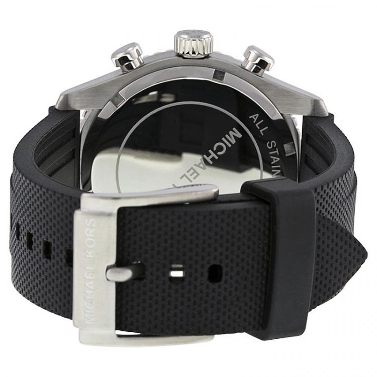 Pre Owned Michael Kors Silver (Map) Stainless Steel Richardson MK8353 Men's Wristwatch 45MM