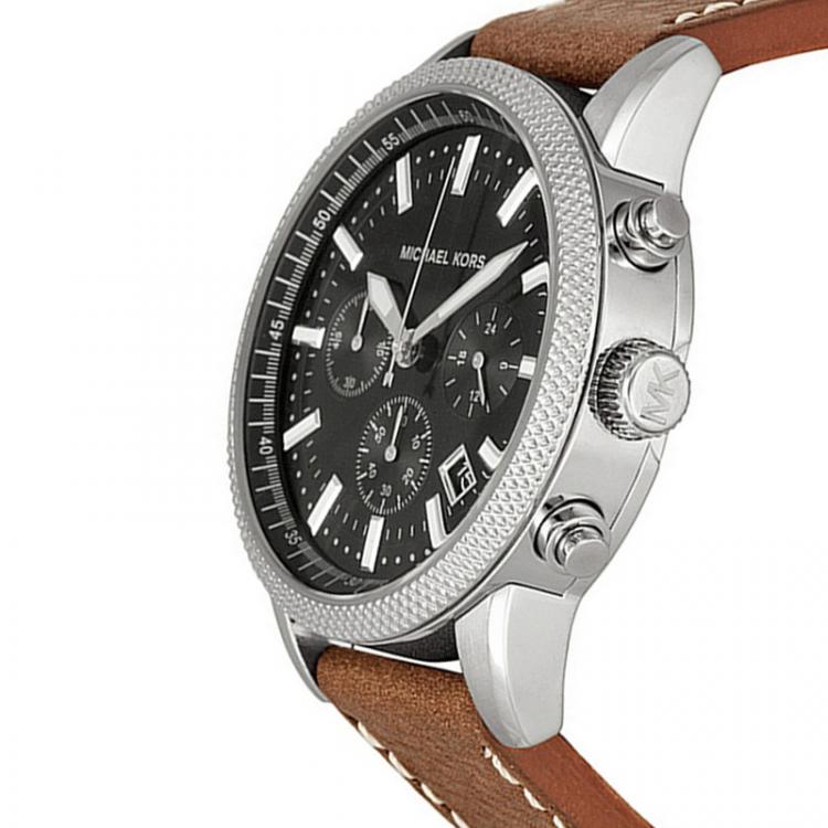 Pre Owned Michael Kors Black Stainless Steel Scout MK8309 Men's Wristwatch 43MM