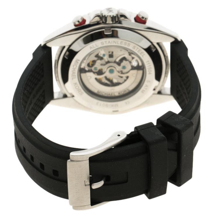 Pre Owned Micheal Kors Black Stainless Steel Jetmaster MK 9013 Skeleton Men's Wristwatch 45MM