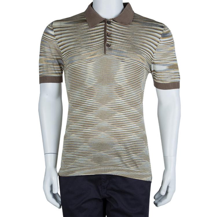 Pre Owned Missoni Multicolor Striped Knit Polo T-Shirt L
