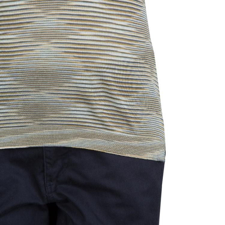 Pre Owned Missoni Multicolor Striped Knit Polo T-Shirt L