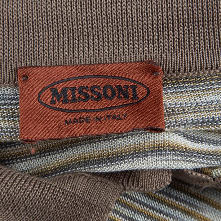 Pre Owned Missoni Multicolor Striped Knit Polo T-Shirt L