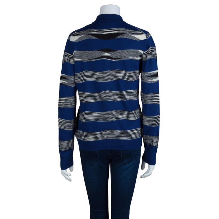 Pre Owned Missoni Multicolor Striped Knit Long Sleeve Polo T-Shirt M