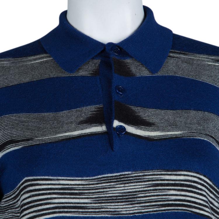 Pre Owned Missoni Multicolor Striped Knit Long Sleeve Polo T-Shirt M