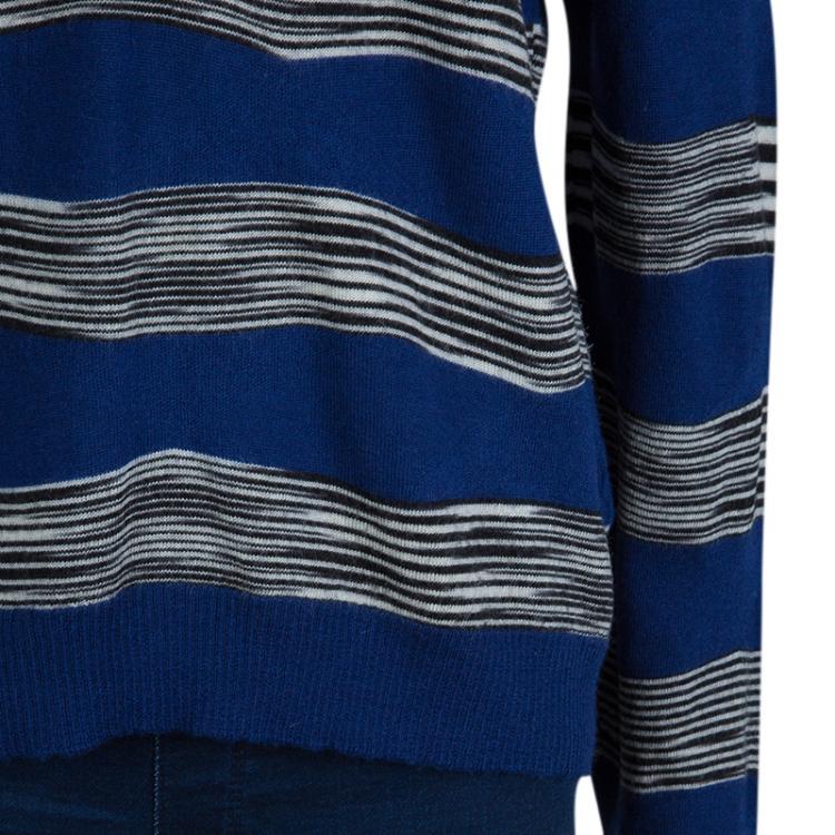 Pre Owned Missoni Multicolor Striped Knit Long Sleeve Polo T-Shirt M