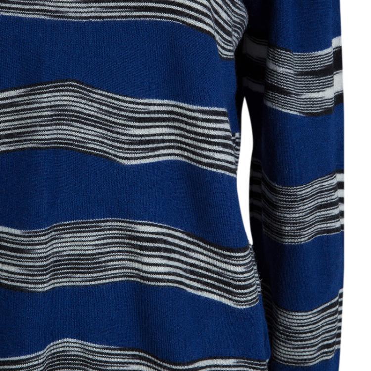 Pre Owned Missoni Multicolor Striped Knit Long Sleeve Polo T-Shirt M