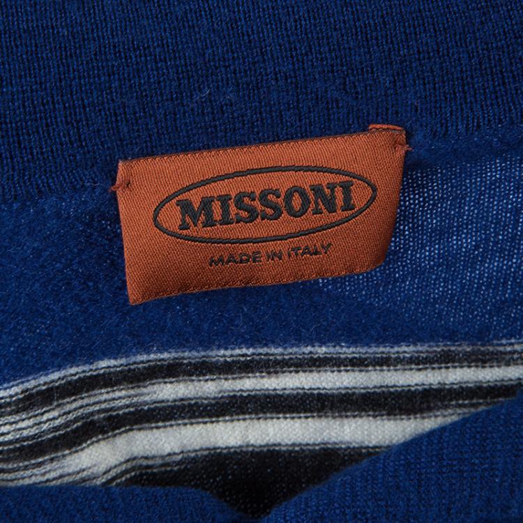 Pre Owned Missoni Multicolor Striped Knit Long Sleeve Polo T-Shirt M