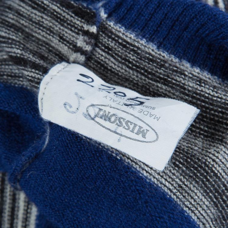 Pre Owned Missoni Multicolor Striped Knit Long Sleeve Polo T-Shirt M