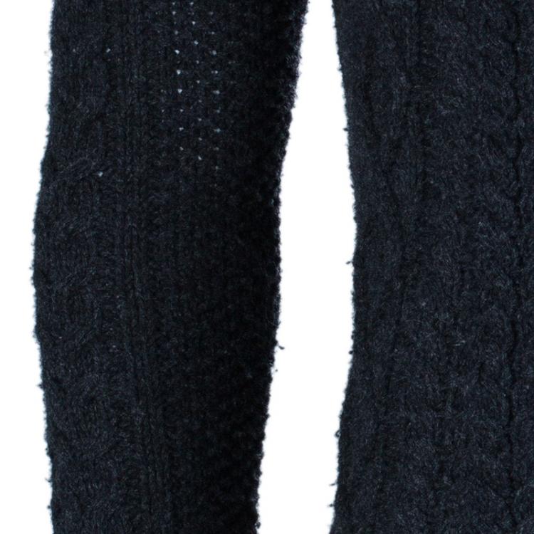 مملوكة مسبقًا Moncler Men's Grey Turtleneck Cable-knit Pullover M
