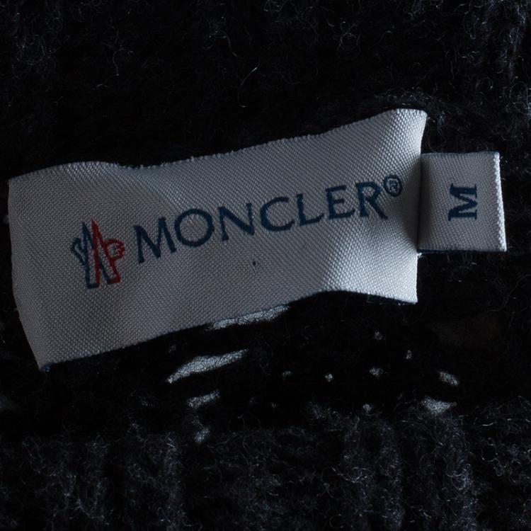مملوكة مسبقًا Moncler Men's Grey Turtleneck Cable-knit Pullover M