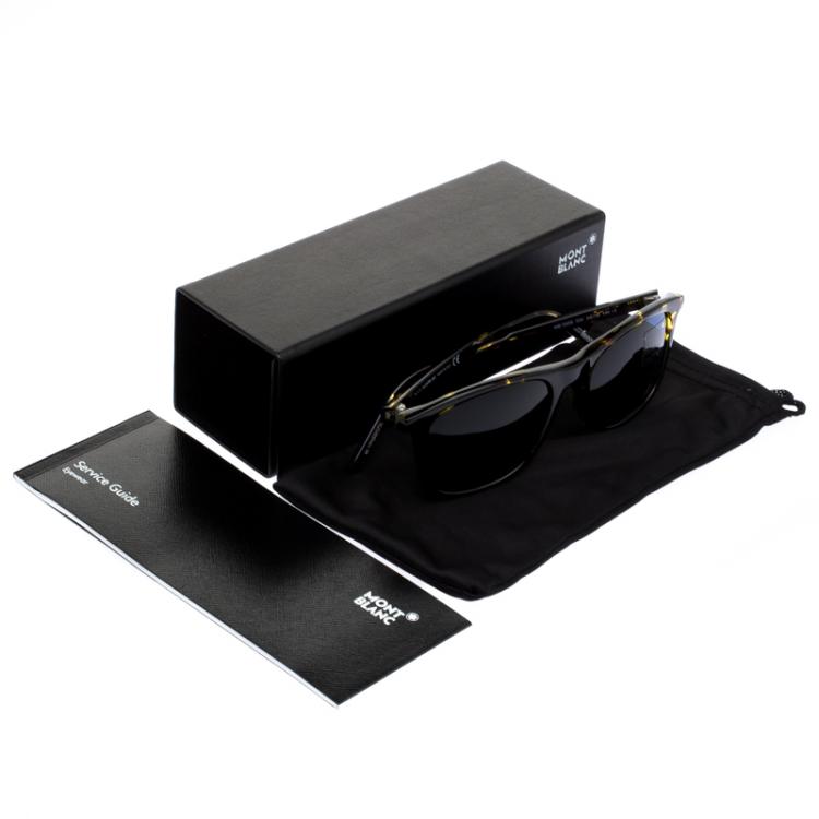 Pre Owned Montblanc Blue Havana MB593S Classic Sunglasses 