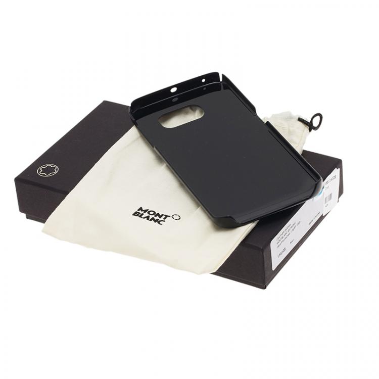 Pre Owned Montblanc Black Leather Miesterstuck S6 Edge Phone Case