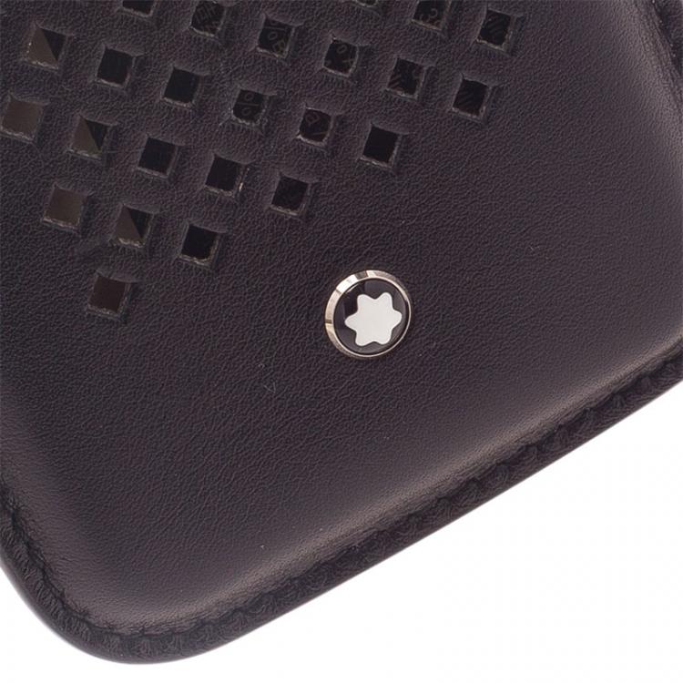 Pre Owned Montblanc Black Perforated Leather Meisterstuck iPhone 4/4S Case
