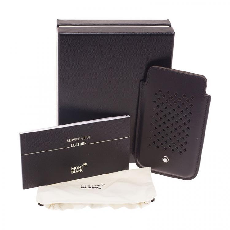 Pre Owned Montblanc Black Perforated Leather Meisterstuck iPhone 4/4S Case