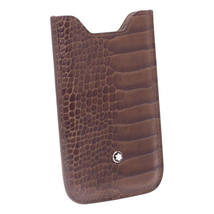 Pre Owned Montblanc Brown Croc Embossed Leather Meisterstuck iPhone 4/4S Case 