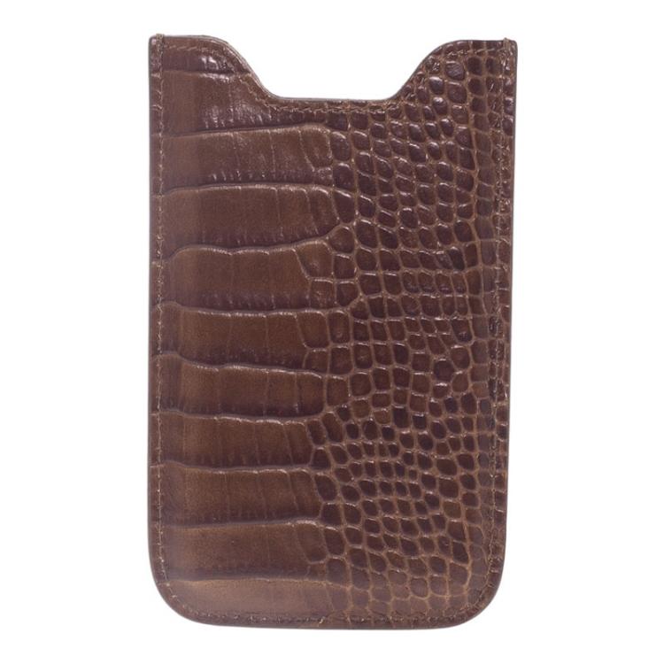 Pre Owned Montblanc Brown Croc Embossed Leather Meisterstuck iPhone 4/4S Case 
