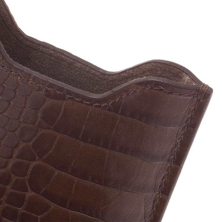 Pre Owned Montblanc Brown Croc Embossed Leather Meisterstuck iPhone 4/4S Case 
