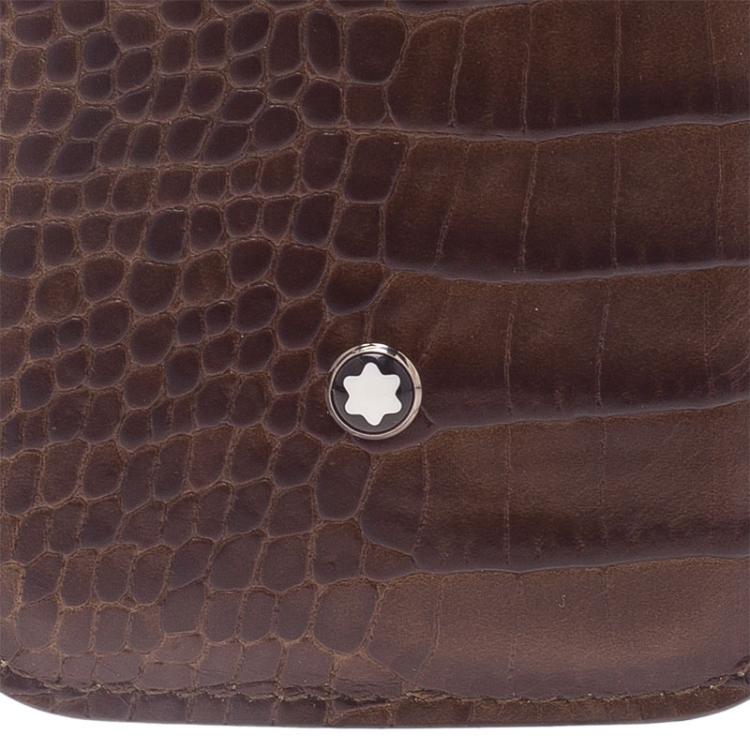 Pre Owned Montblanc Brown Croc Embossed Leather Meisterstuck iPhone 4/4S Case 