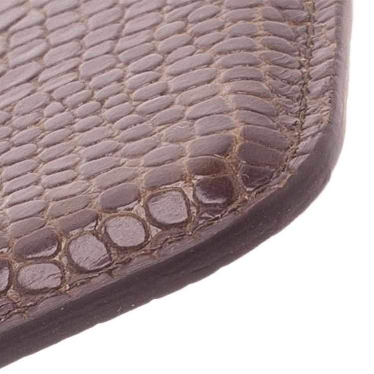 Pre Owned Montblanc Brown Croc Embossed Leather Meisterstuck iPhone 4/4S Case 
