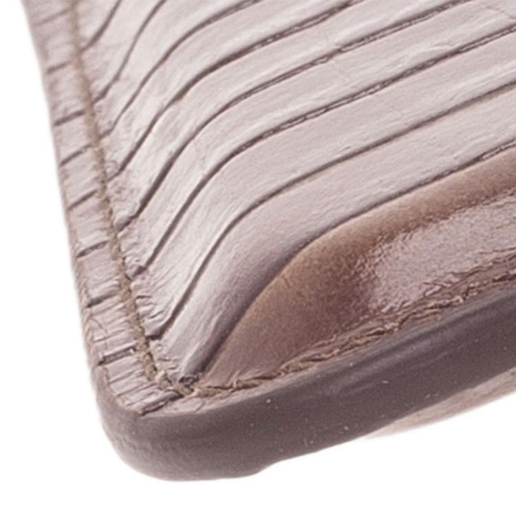 Pre Owned Montblanc Brown Croc Embossed Leather Meisterstuck iPhone 4/4S Case 