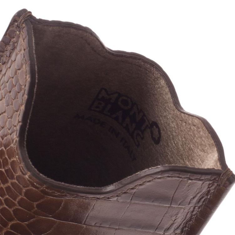 Pre Owned Montblanc Brown Croc Embossed Leather Meisterstuck iPhone 4/4S Case 