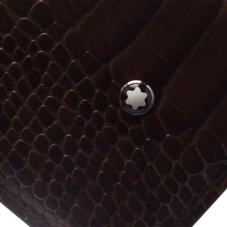Pre Owned Montblanc Brown Croc Embossed Leather Meisterstuck iPhone 4/4S Case 