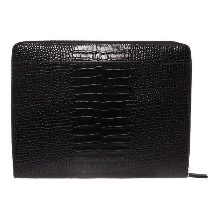 Pre Owned Montblanc Black Croc Embossed Leather Meisterstuck iPad Case