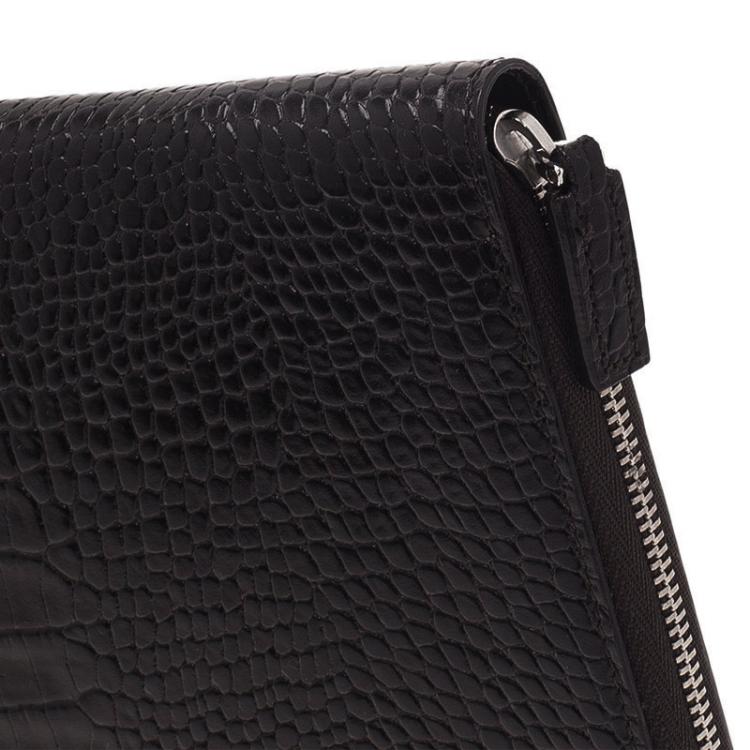 Pre Owned Montblanc Black Croc Embossed Leather Meisterstuck iPad Case