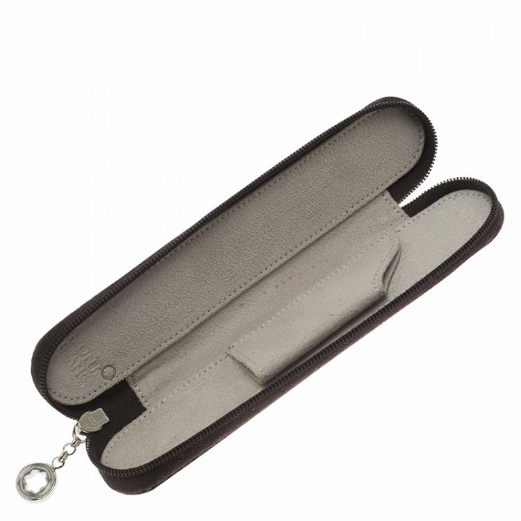 Pre Owned Montblanc Brown Leather Meisterstuck Zip Pen Pouch