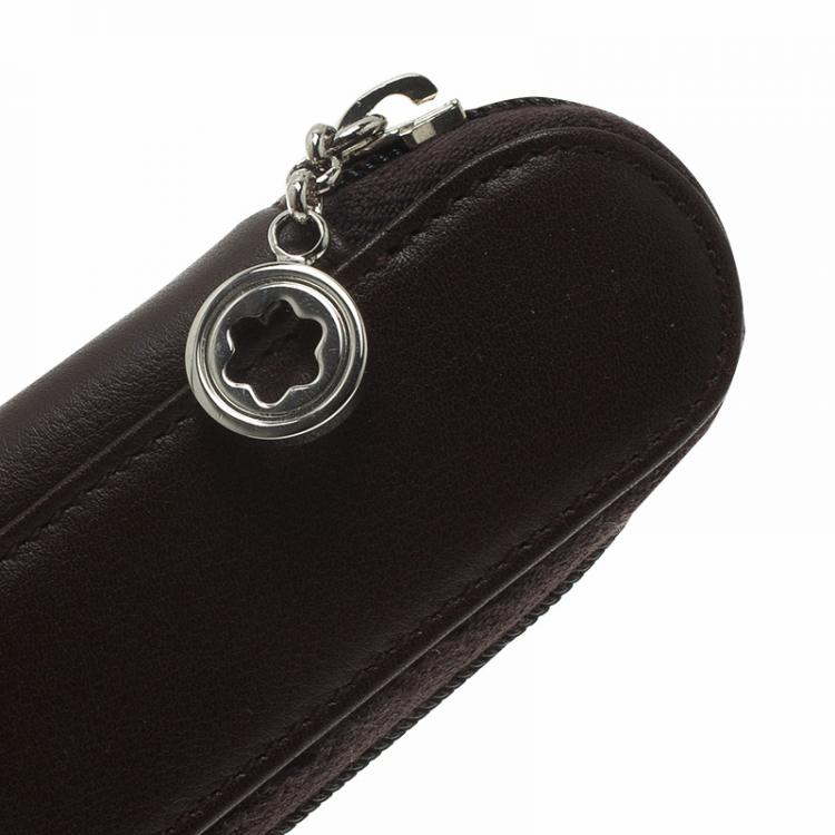 Pre Owned Montblanc Brown Leather Meisterstuck Zip Pen Pouch