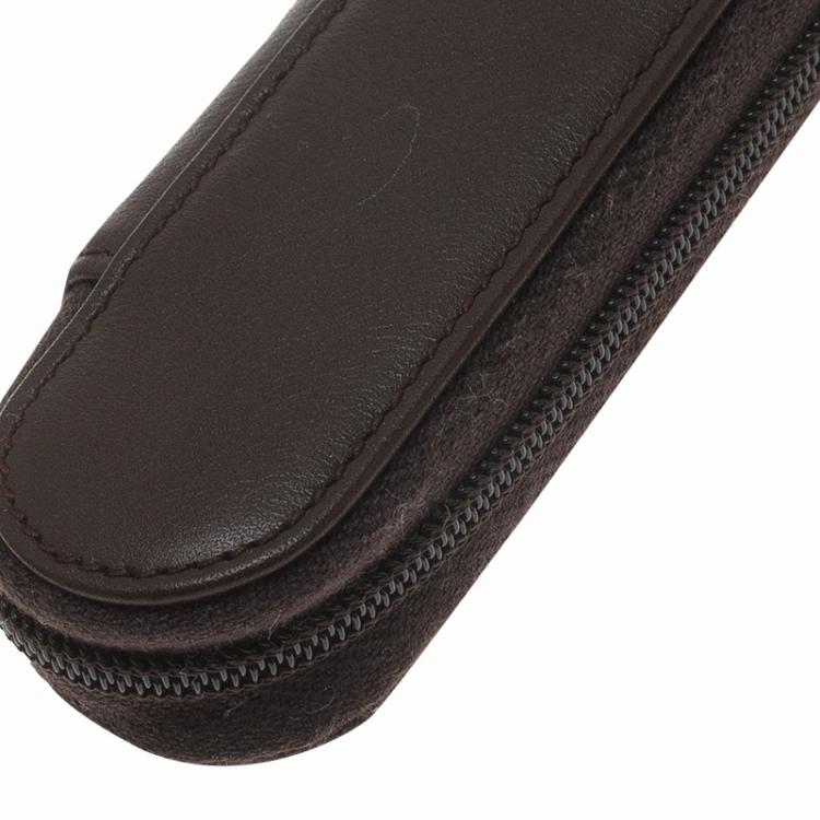 Pre Owned Montblanc Brown Leather Meisterstuck Zip Pen Pouch