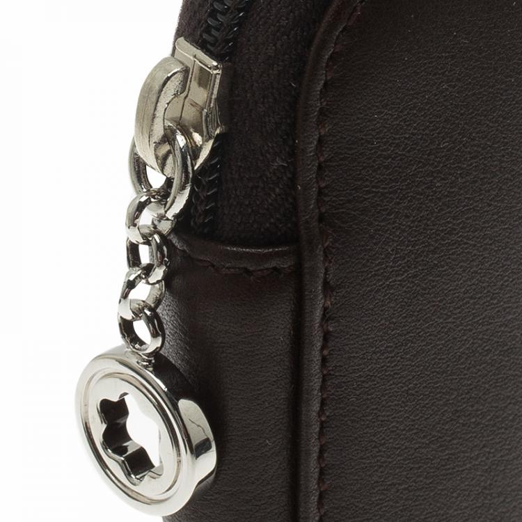 Pre Owned Montblanc Brown Leather Meisterstuck Zip Pen Pouch