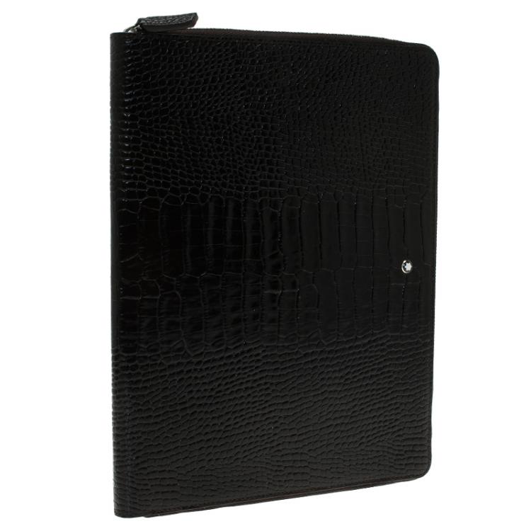 Pre Owned Montblanc Brown Crocodile Embossed La Vie De Boheme Tablet Pouch
