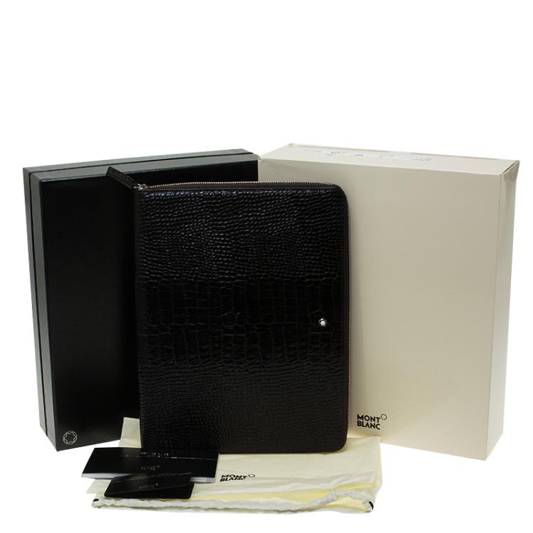 Pre Owned Montblanc Brown Crocodile Embossed La Vie De Boheme Tablet Pouch