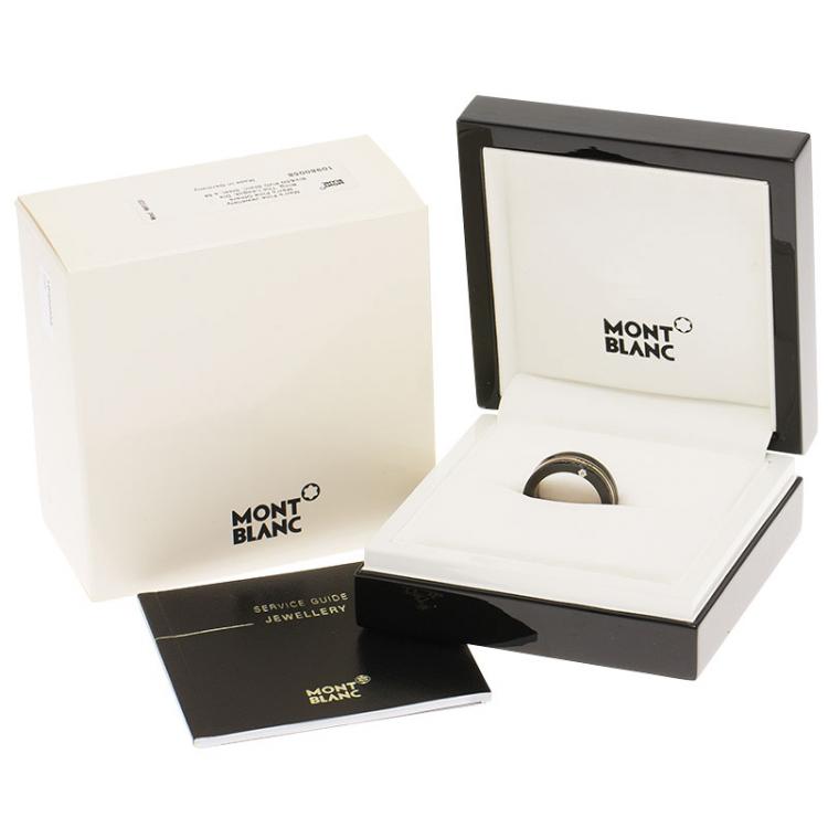 Pre Owned Montblanc The League Black Titanium Steel Rose Gold Tone Mens Band Ring Size 58