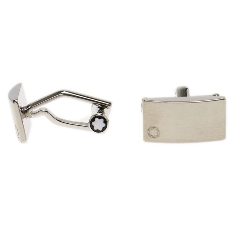 Pre Owned Montblanc Silver Stainless Steel Classic Cufflinks