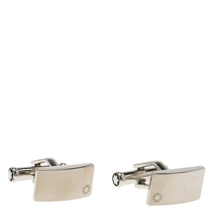 Pre Owned Montblanc Silver Stainless Steel Classic Cufflinks
