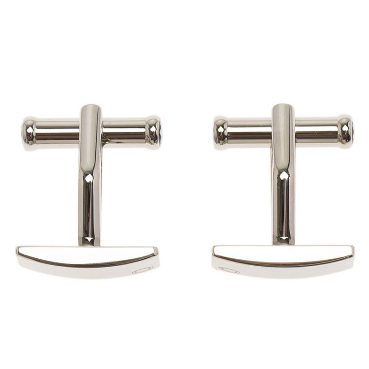 Pre Owned Montblanc Silver Stainless Steel Classic Cufflinks