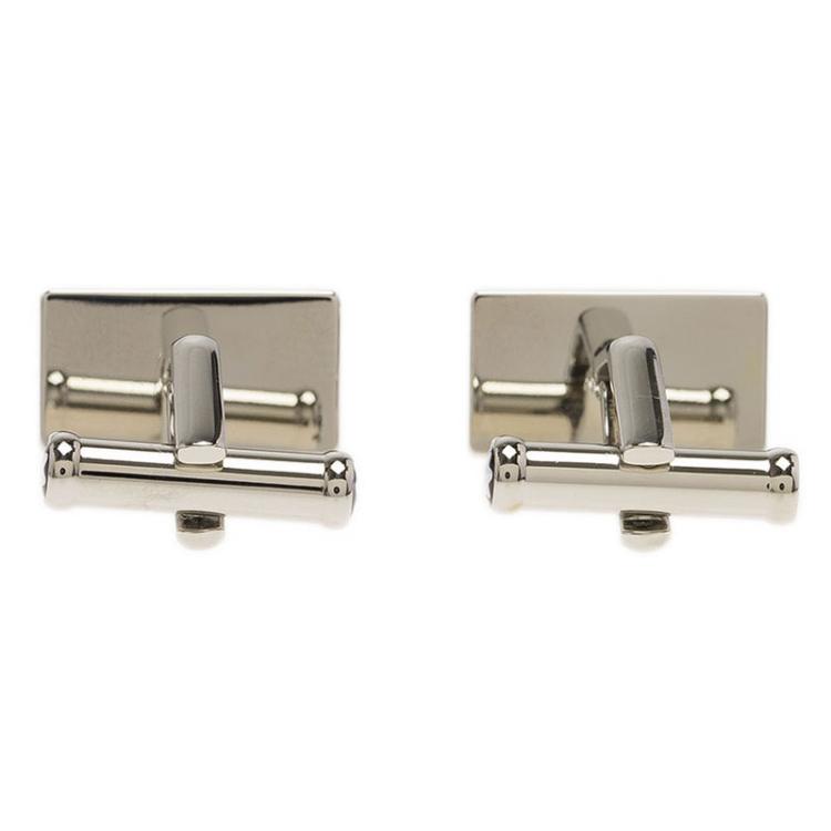 Pre Owned Montblanc Silver Stainless Steel Classic Cufflinks