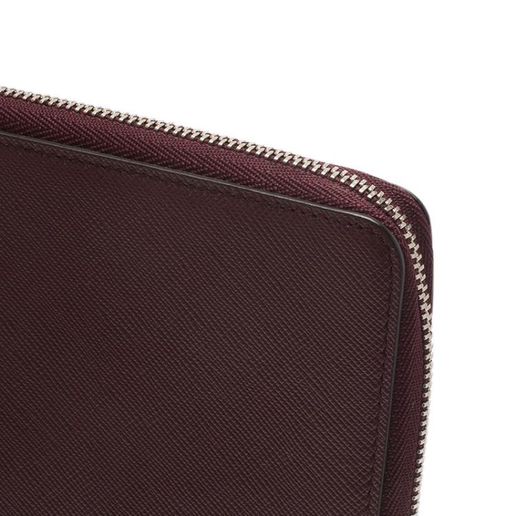 Pre Owned Montblanc Burgundy Leather Tablet Zip Around Pouch