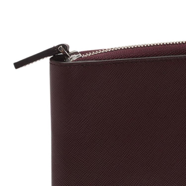 Pre Owned Montblanc Burgundy Leather Tablet Zip Around Pouch