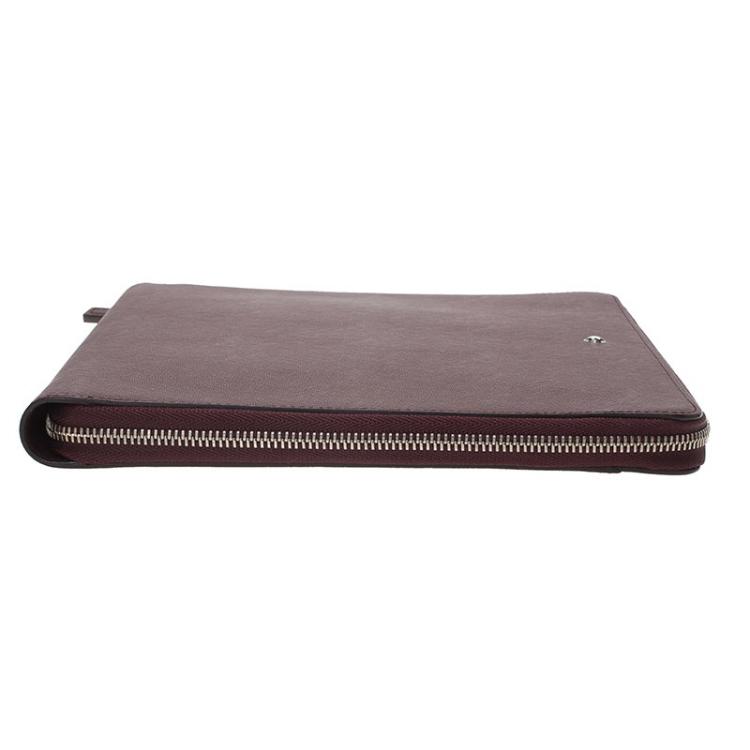 Pre Owned Montblanc Burgundy Leather Tablet Zip Around Pouch
