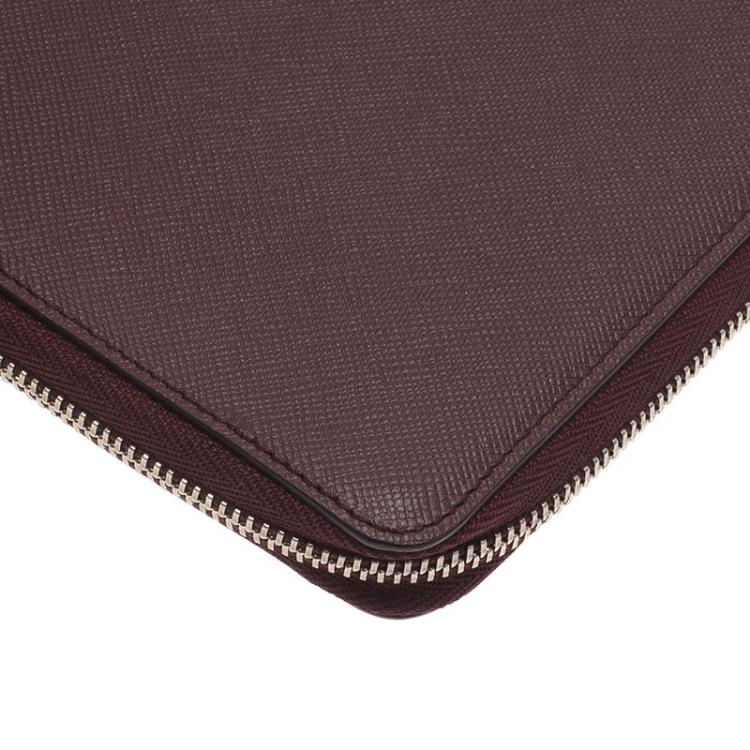 Pre Owned Montblanc Burgundy Leather Tablet Zip Around Pouch