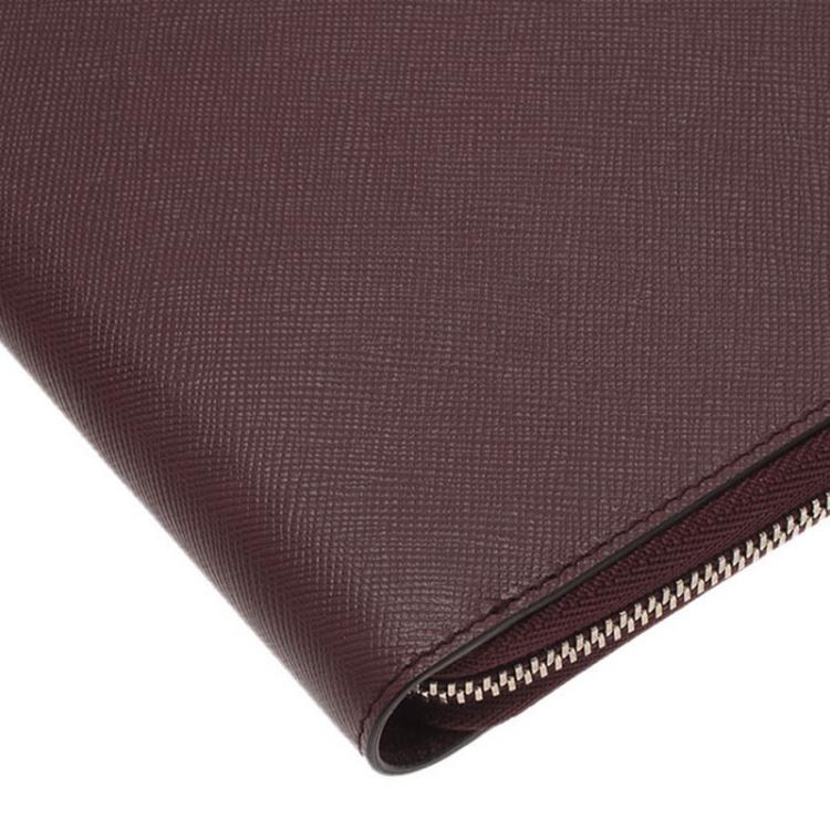 Pre Owned Montblanc Burgundy Leather Tablet Zip Around Pouch