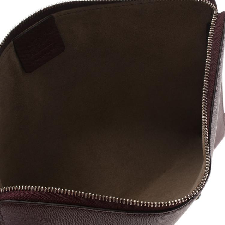 Pre Owned Montblanc Burgundy Leather Tablet Zip Around Pouch